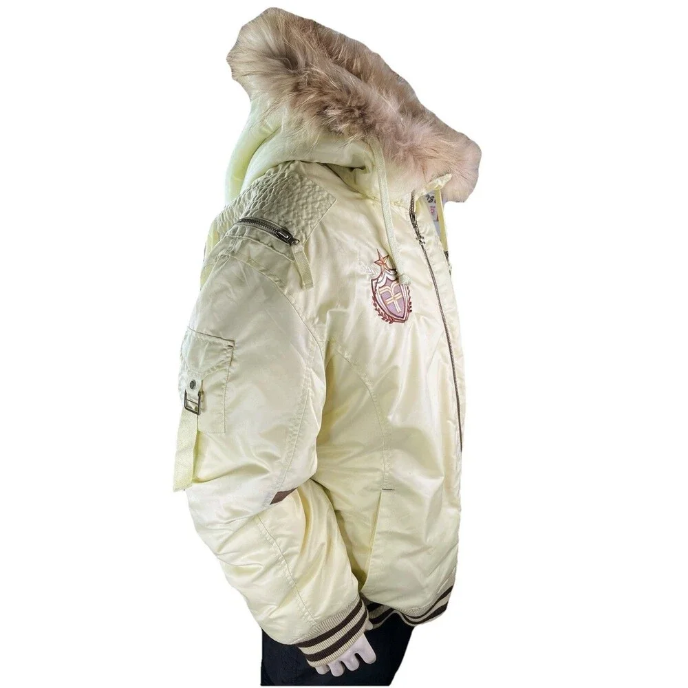 FIVE FOUR LA Down Feather Puffer Snow Ski Jacket Women Sz XXL Real Fur Trim